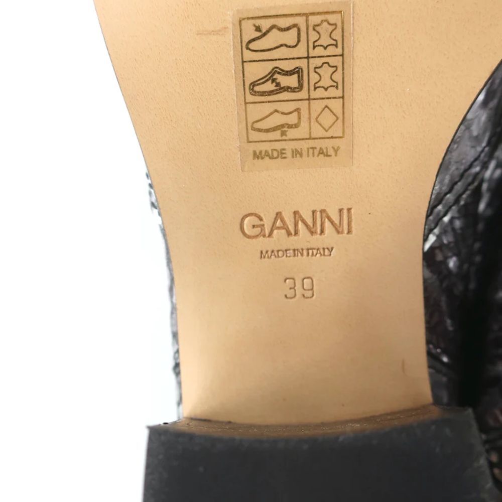 Ganni Callie Western Chelsea Boots Silver Metallic Snake-Print Leather Size 39 - Picture 10 of 10